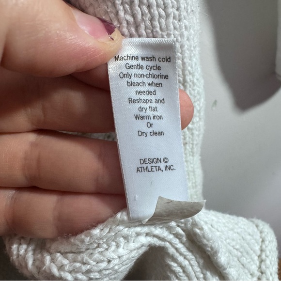 Athleta Cream Ivory Knit Open Cardigan Linen Cotton Size Large - Picture 4 of 5